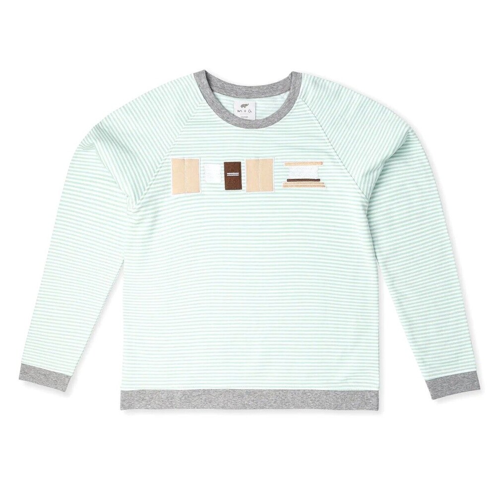 Organic Cotton Sweatshirt  Monica + Andy  Embroidered Smores Adult Unisex Small
